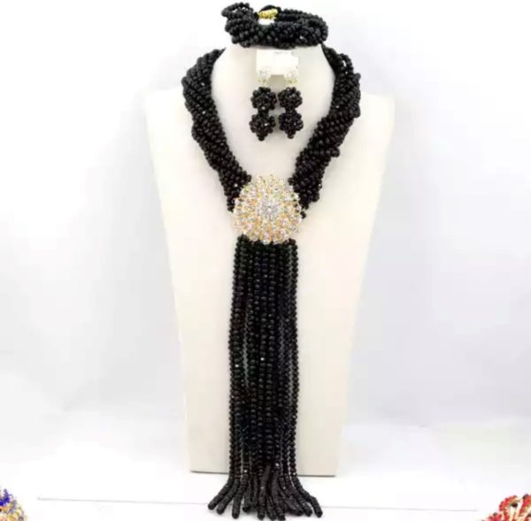 Black Waterfall Beads Set
